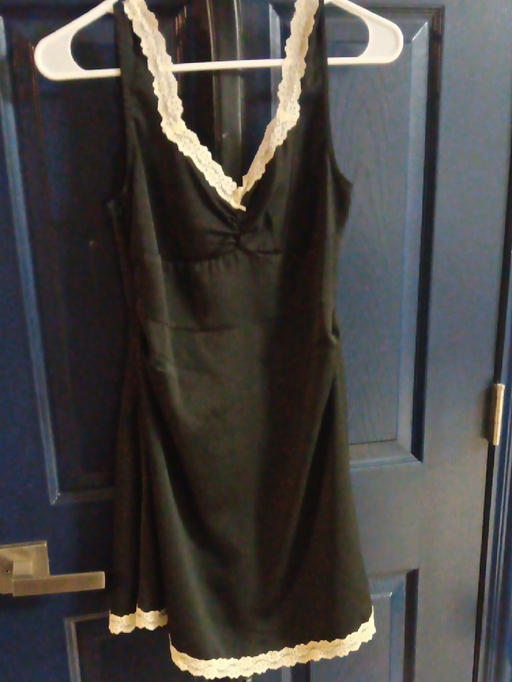 Cider Black Chemise with Cream Lace Trim